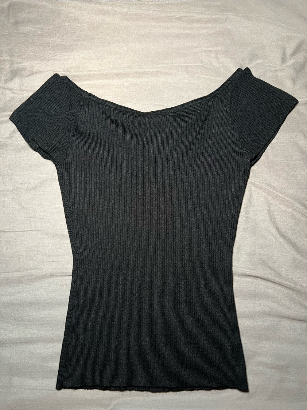 Women’s Black Ribbed Short Sleeve Top